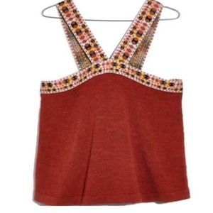 ORANGE Madewell Embroidered Sweater Tank